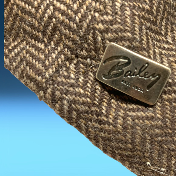 Bailey of Hollywood Flat Newsboy Cap Wool Sz L Brown Houndstooth Cabbie Italy - Picture 6 of 9